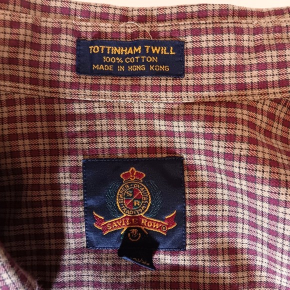 Savile Row Button Up Shirt Plaid Long Sleeve Tottinham Twill Mens 16 1/2 (34-35) - Picture 8 of 9